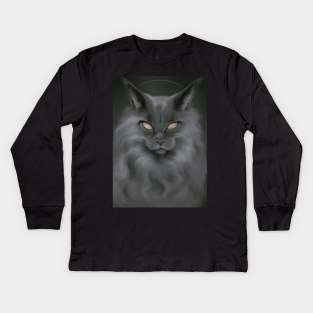 Dark art of cat Kids Long Sleeve T-Shirt